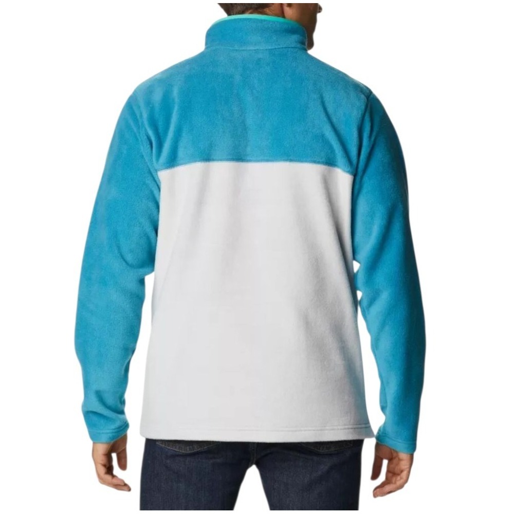 Columbia Men's Fleece Jacket M Nimbus Gray, Electric Turqu Half Snap Mock Neck - Picture 8 of 9